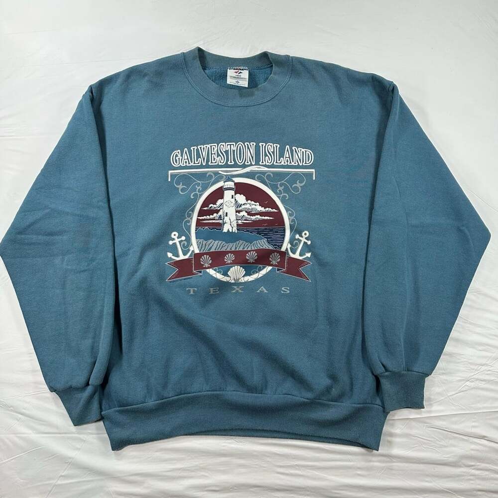 Vintage 90s Jerzees Galveston Island Texas Lighthouse Sweatshirt Mens XL USA